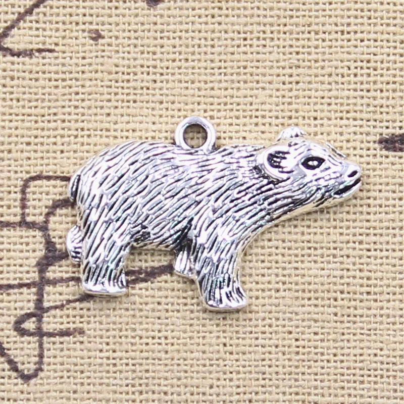 12ks kúzla ľadový medveď 19x30 mm starožitné strieborné prívesky
