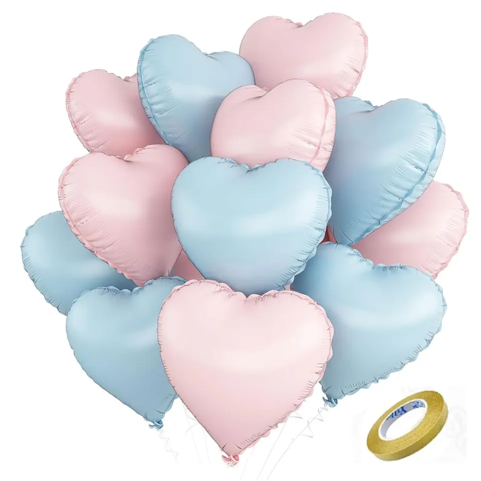 12ks modré ružové srdiečko Pastel Pastel baby ružová modrá béžová fólia hélium balón pre bábätko