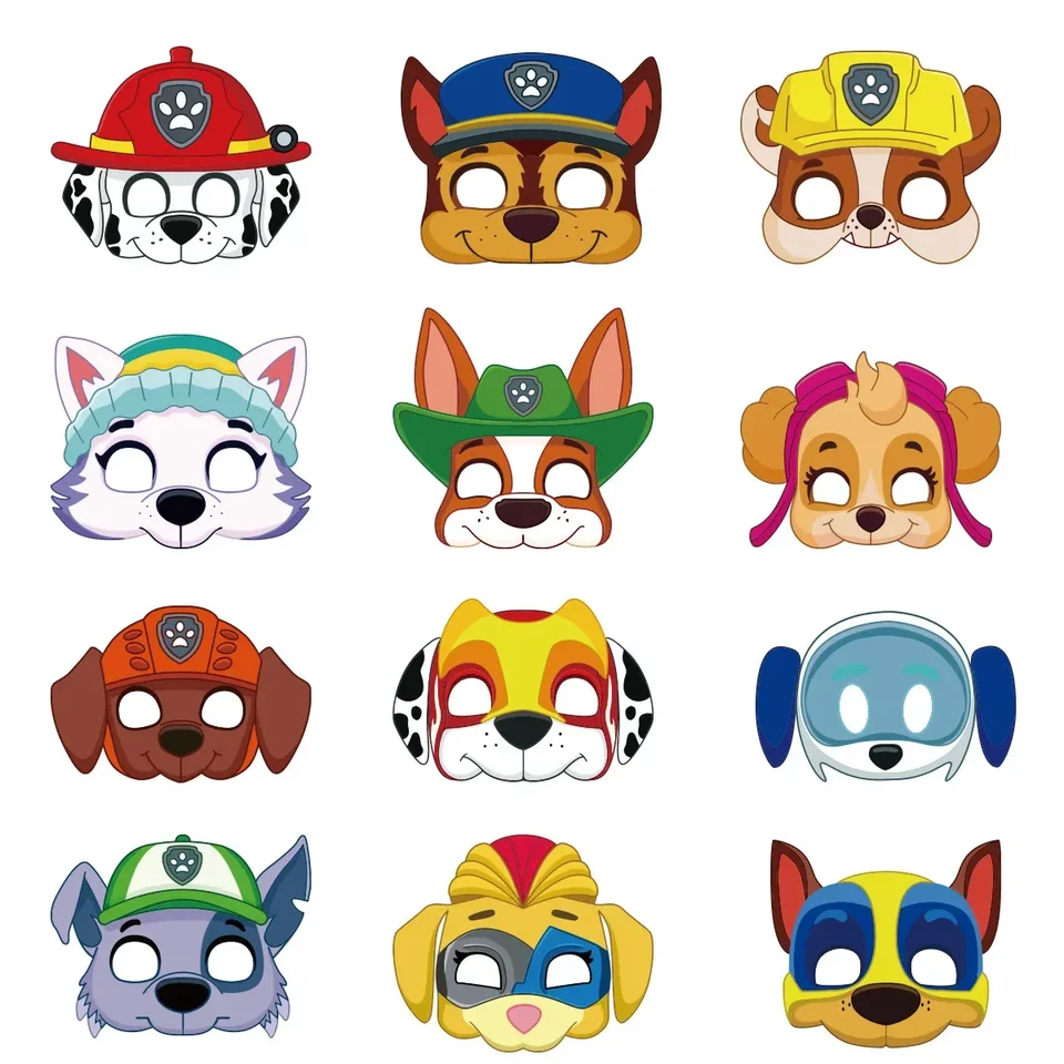 12ks Paw Paw Patrol narodeniny Masky hračky hliadky hliadky detské kostýmy masky patrla canina figúrka maska ​​pre deti cosplay párty