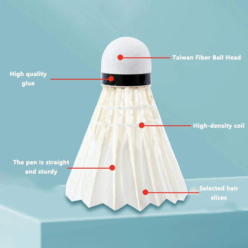 12ks Profesionálne badmintonové gule, biele husacie perie Shuttlecock Stabilný tréning Šport Badminton Ball Sport Accessories