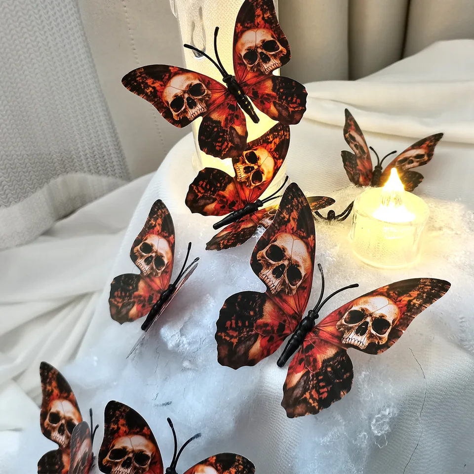 12ks PVC 3D Butterfly lebka dekorácie roztomilé motýľov nástenné nálepky umenia obtisky domáca dekorácia izba nástenná tapeta