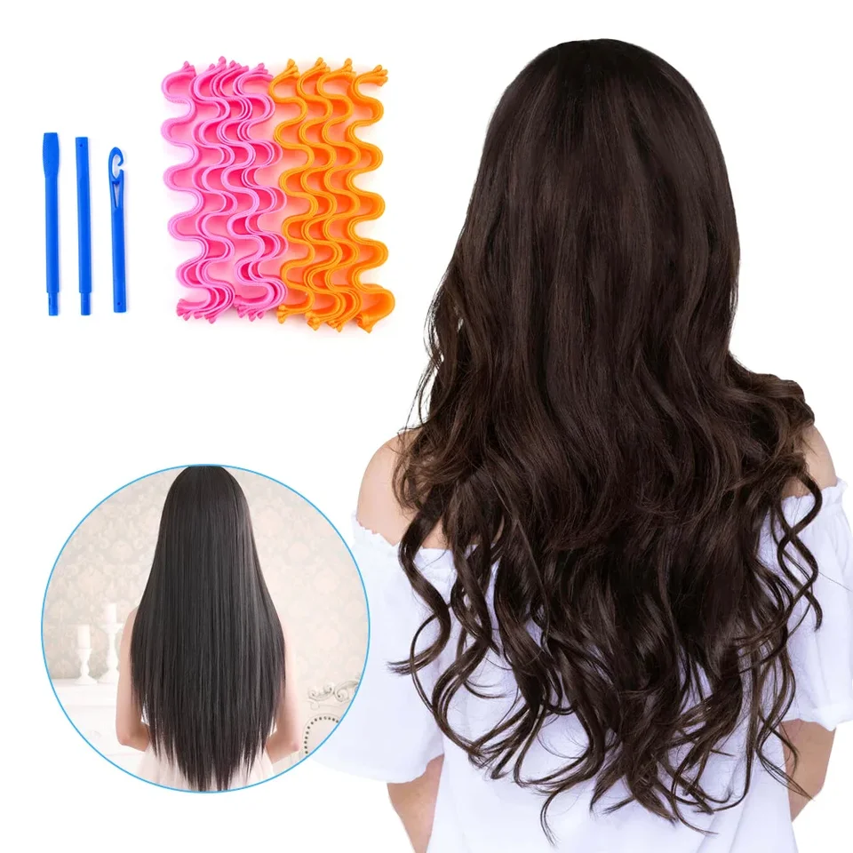 12ks Sada Magic Hair Curler bezhlavé valčeky Vlna Wave Formers Hairstyle Roller Sticks Curling Hair Styling Nástroje pre ženy