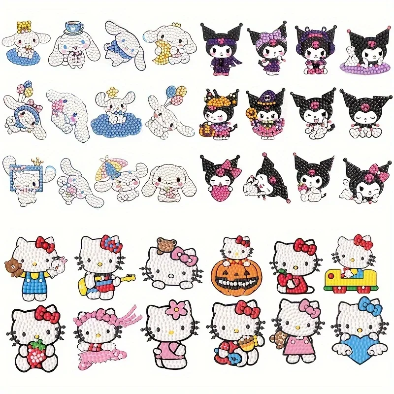 12ks Sanrio Kuromi Hello Kitty Diamond Painting Set Set Set 5D Karika