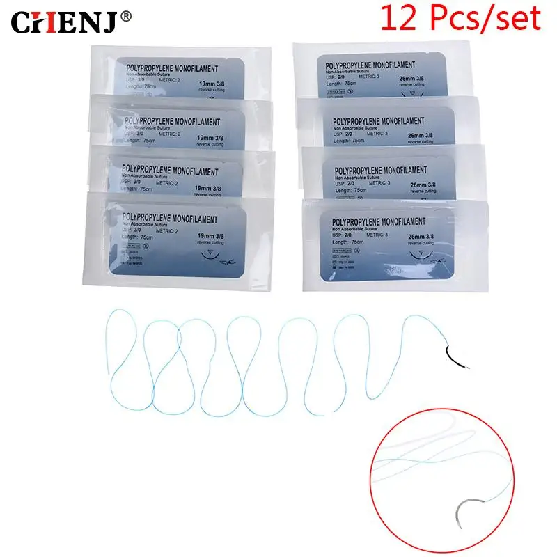 12ks/set 75 cm 2/0 3/0 zubná chirurgická ihla hodvábna lekárska vlákna Suture Chirurgická prax