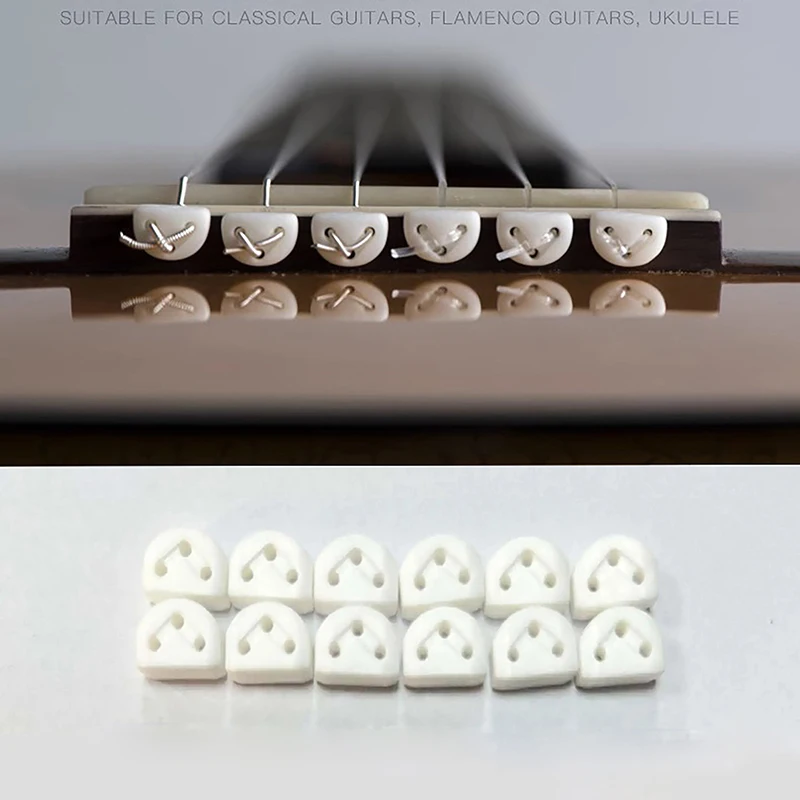 12ks/set Klasický gitarový reťazec String String Guide String Buckle Triple Cornery Cont TIE pre Guitar Ukulele Accessories