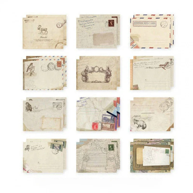 12ks/set Mini veľkosti okenných obálok Vintage fotokardy Pozemky Cover Cover Darčekové obálky obálky Cash Bag Office Dodávky