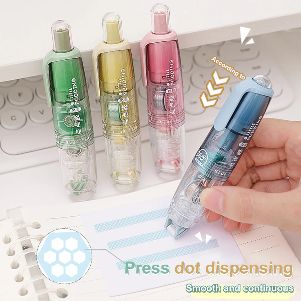12ks/set Transparent Dot Dispencing Obojstranná páska Vymeniteľná náplň Príručka Dot Glue Pepiscery School Office Supplies