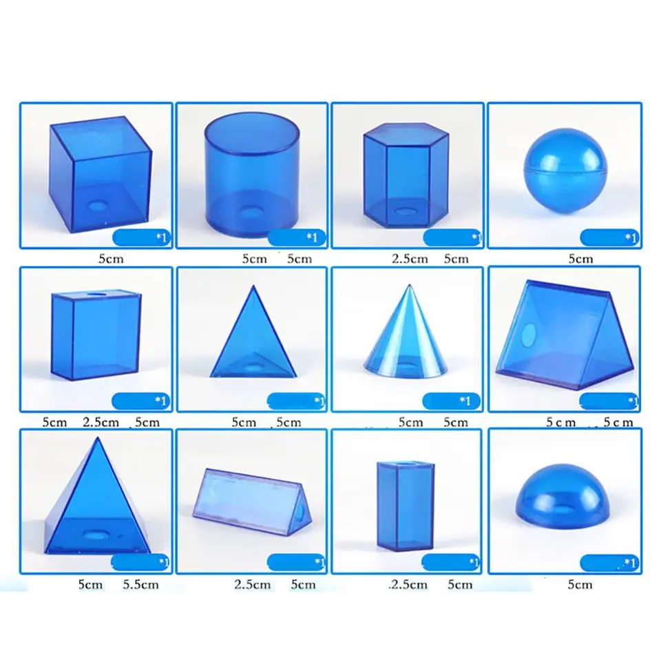 12ks/set Transparentné 3D geometrické tuhé masy Model Odnímateľný výučba vizuálnych pomôcok objem tvaru hračky Math Math Skorý vzdelávací študent