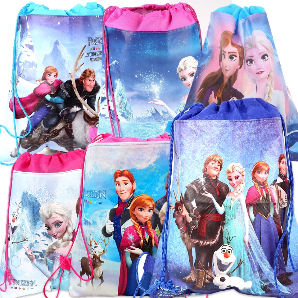 12ks/veľa Disney Frozen Elsa Princezná téma batoh batohy Decanations Dekorácie netkaných tkanín karikatúrou rekvizícia darčekové tašky