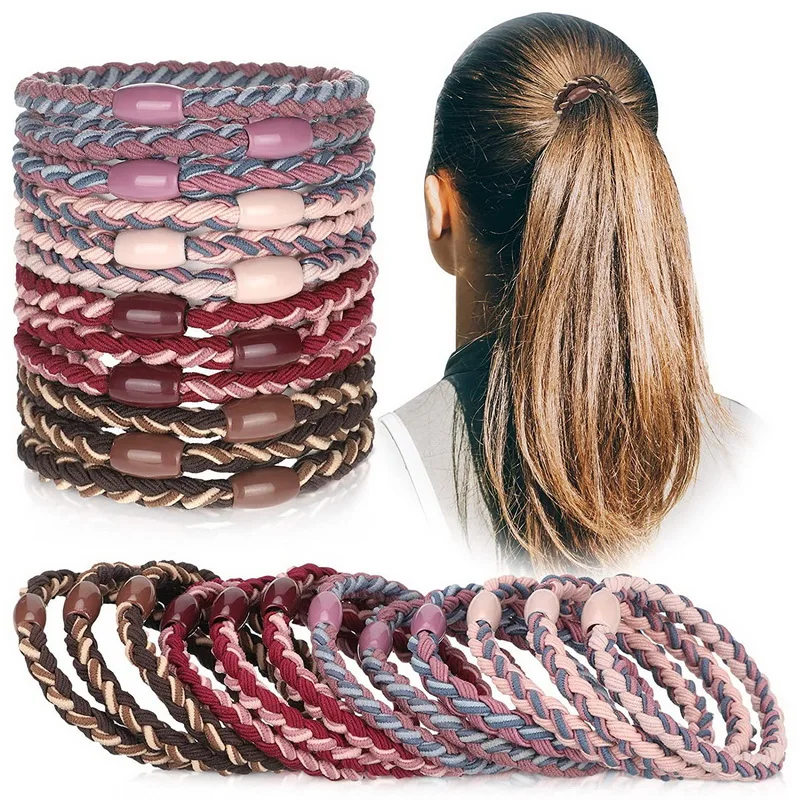 12ks/veľa vysoko elastických gumových pásk pre ženy pre ženy Čierne vlasy Girls Girls Hair Lany Náramok Lady Hairbands Knekkies Príslušenstvo