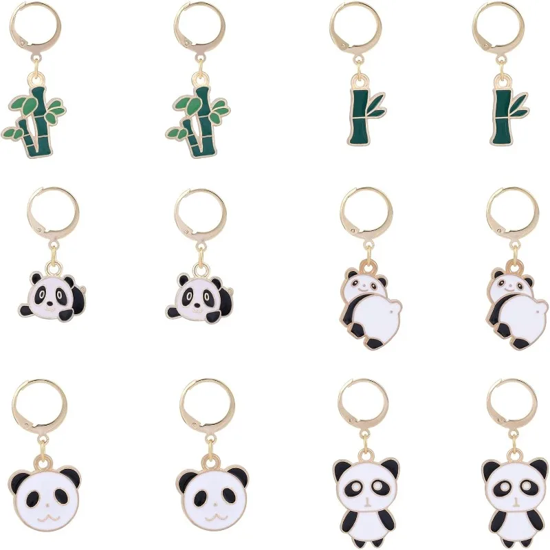 12ks zliatiny zliatiny smalt Panda Crochet Stitch Marker Odnímateľné sponky pákového páka na pletenie tkania šijacích doplnkov prešívanie