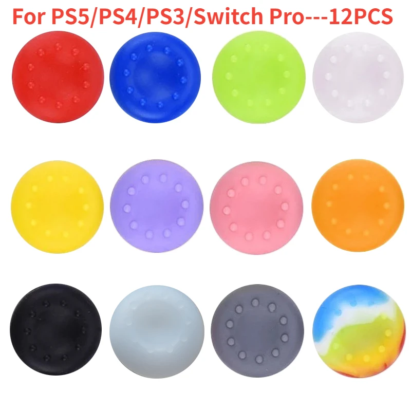 12ks/šarža Silikónová palica Caps Puzdro pre PlayStation 4/PS4/PS3/PS5/Xbox360/Xbox One/Switch Pro Gamepad Controller Accessories