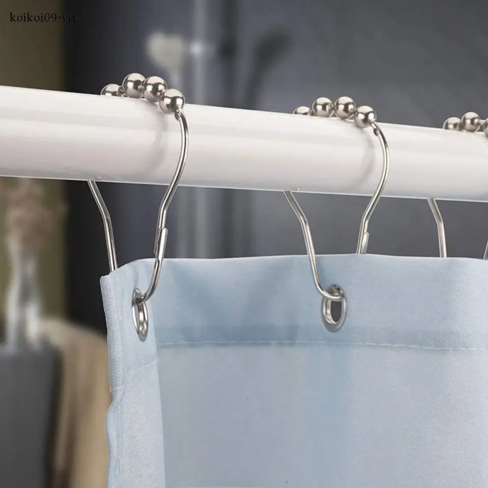 12ksové závesné háčiky s kúpeľňou Easy Glide Trplouble Metal Rollerball Rings Háčik pre kúpeľňu