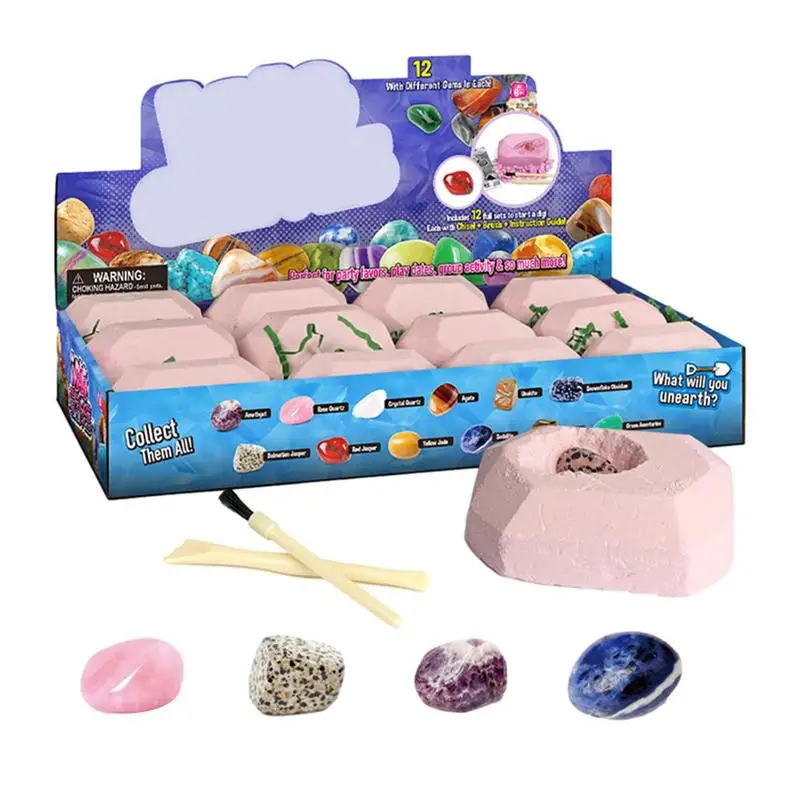 12kSS Gemstone Dig Kit Crystal Mining Archeology Excavation Dig Dig Treasure Toy Set Education Hračky DIY Science Kit