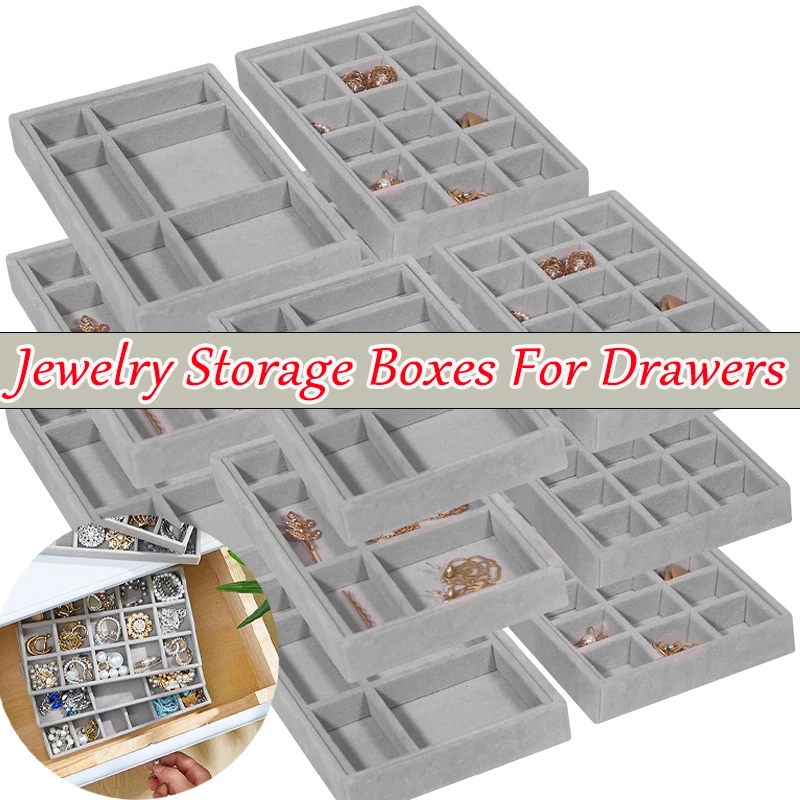 12style zamatové šperky Display Display Tray puzdro stohovateľné vynikajúce držiak šperkov prenosné prsteňové náušnice náhrdelníky pre zásuvku