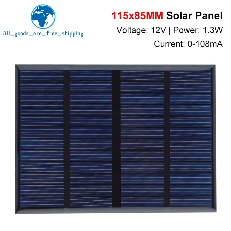 12V 1,3 W 108MA Mini Solar Panel Štandardný epoxidový polykryštalický kremík DIY DIY Modul nabíjačky Solárny článok