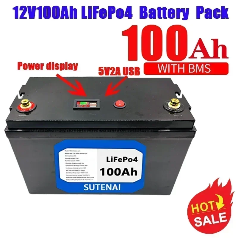 12V 100 AHLITA LITHIUM FOFOFATOVANIE BATÉRIA LIFEPO4 Vstavaná batéria BMS LIFEPO4 pre solárny systém RV HOUSE TROLLING MOTOR