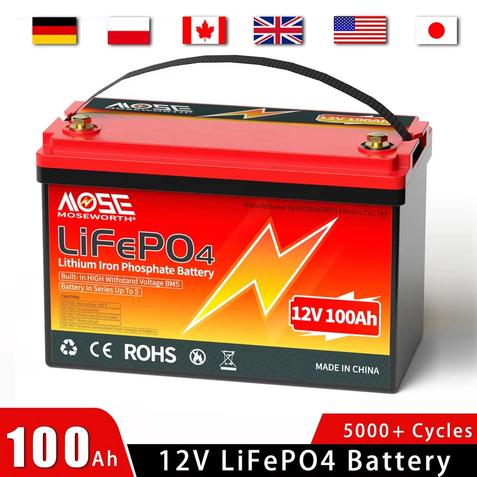 12V 100AH ​​LIFEPO4 batéria 12,8 V Nabíjateľné batérie postavené v BMS lítium železo fosforečnanom pre golfový košík kemperov