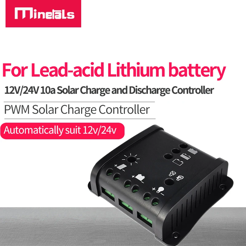12V 10A 24V PWM Technológia nabíjania Solárny poplatok a vypúšťanie ovládača pre batériu LFP4 Li Li Po olovo-kyselina