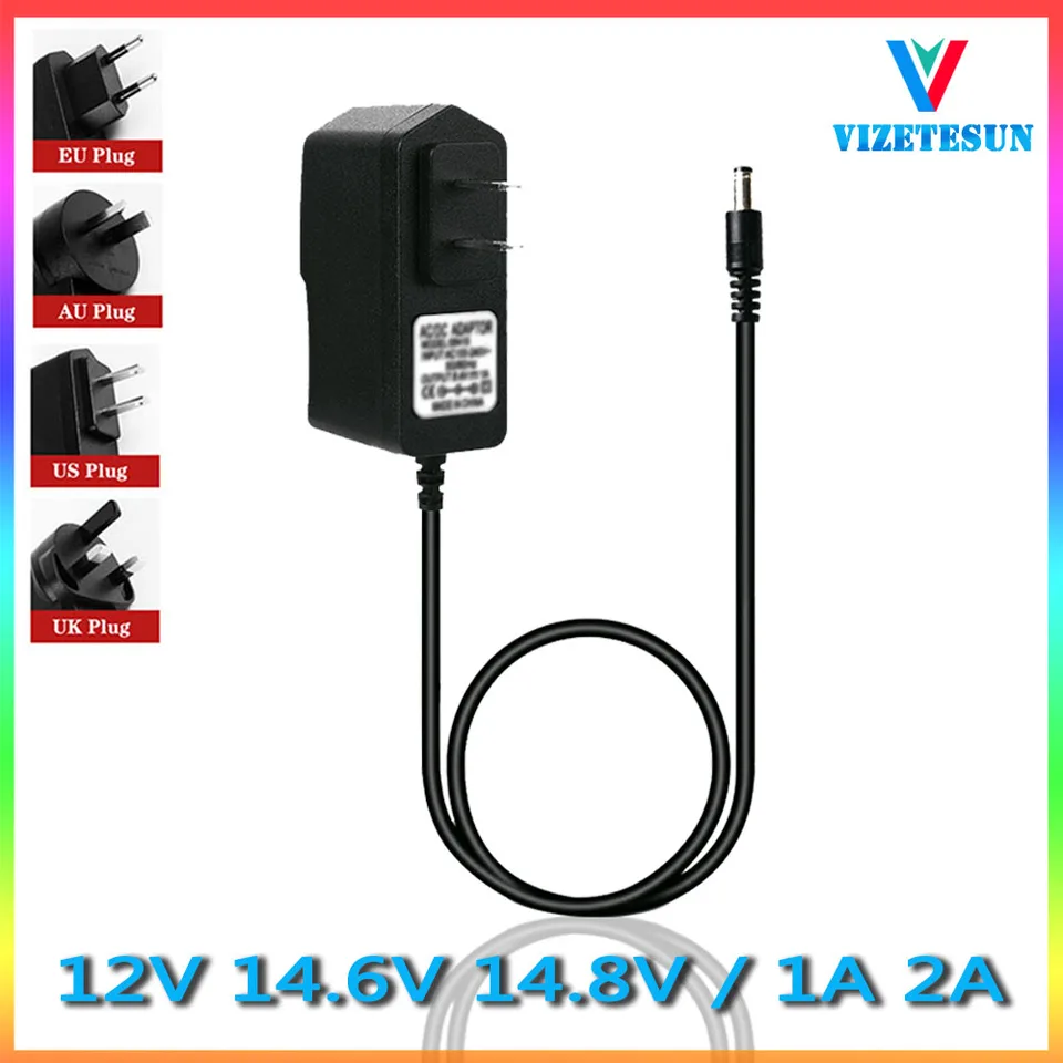 12V 14,6V 14,8V 1A 2A hračky Smart Charger 12v 14.6v 14,8V 1000ma 2000ma Adaptér automobilov a motocyklových batérií DC 5.5*2,1 mm