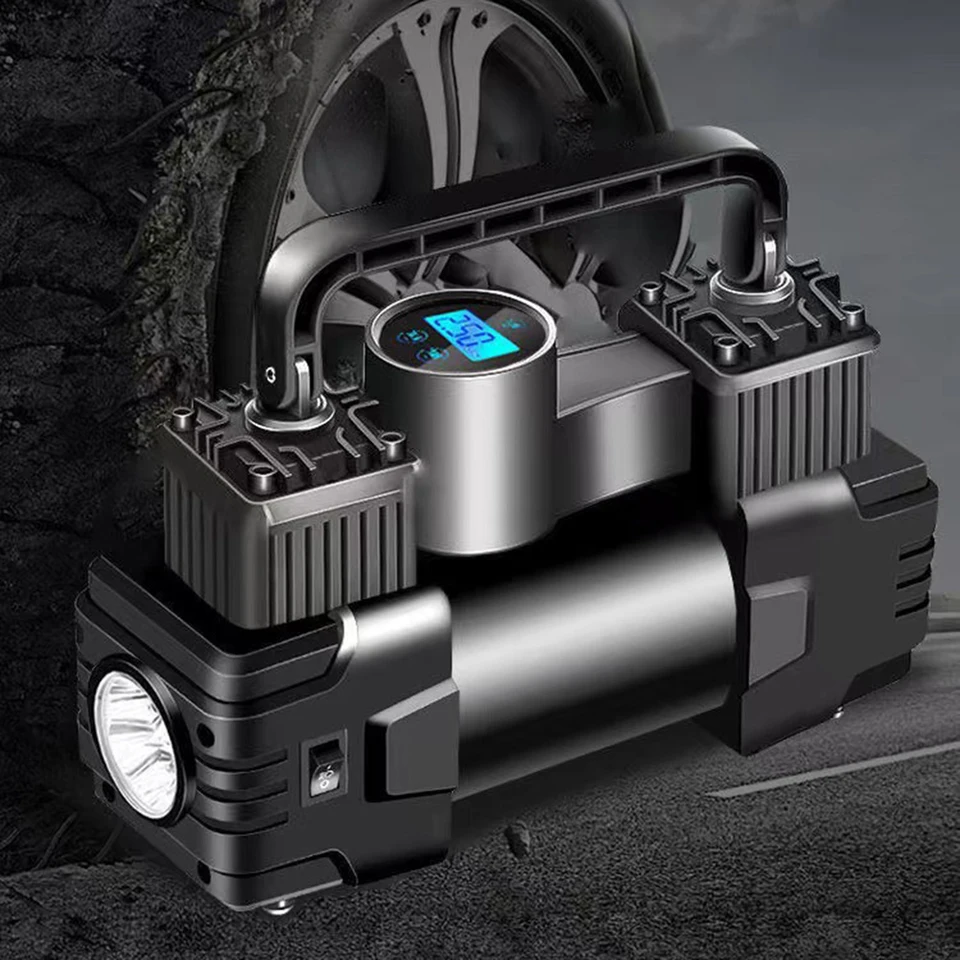 12V 150 psi pneumatikového čerpadla s tlakomerom automaticky nafukovacie čerpadlo duálny valec s vysokým obsahom Deluxe prenosný kovový vzduchový kompresor