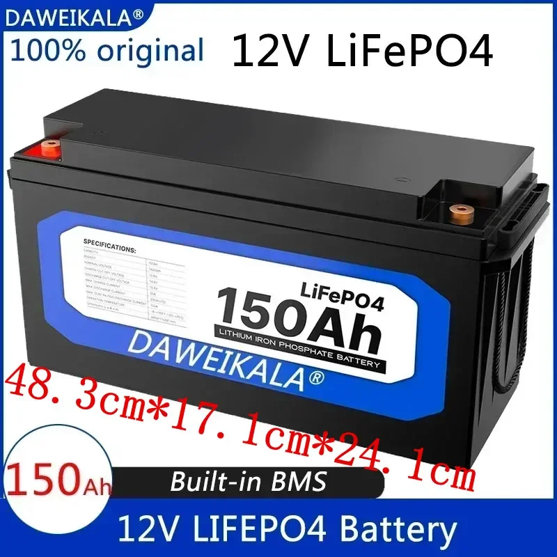12V 150AS LIFEPO4 batéria lítiumfosforečnan vstavaná batéria BMS pre solárny systém RV House Trolling Motor