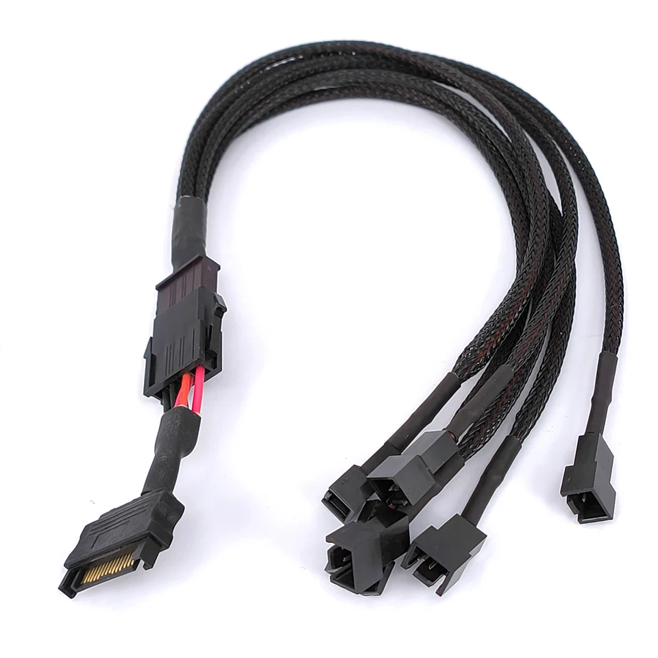 12V 15pin SATA 1 až 6 Way 3pin Fan PWM napájací kábel kábla Y Splitter Cooler pre PCI Express Coate Card Port Chassis 22awg