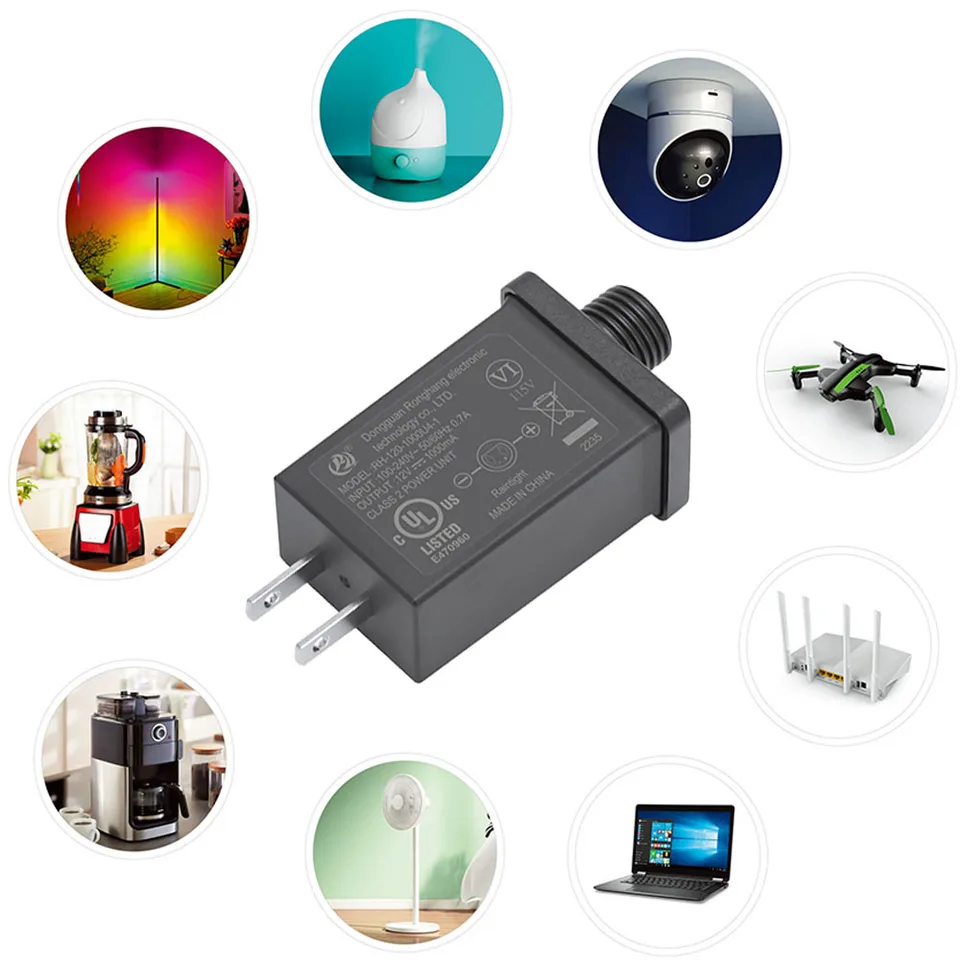 12V 1A Výstupná trieda 2 Prevodník napájania IP44 Vodotesný transformátor LED adaptér US Výmena nafukovacieho adaptéra