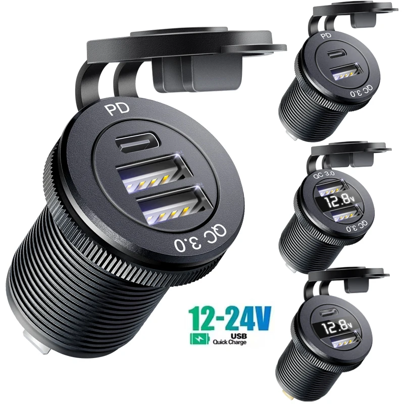 12V 24 V auta USB Socket Metal USB Outlet USB C nabíjačku automobilu USB Outlet