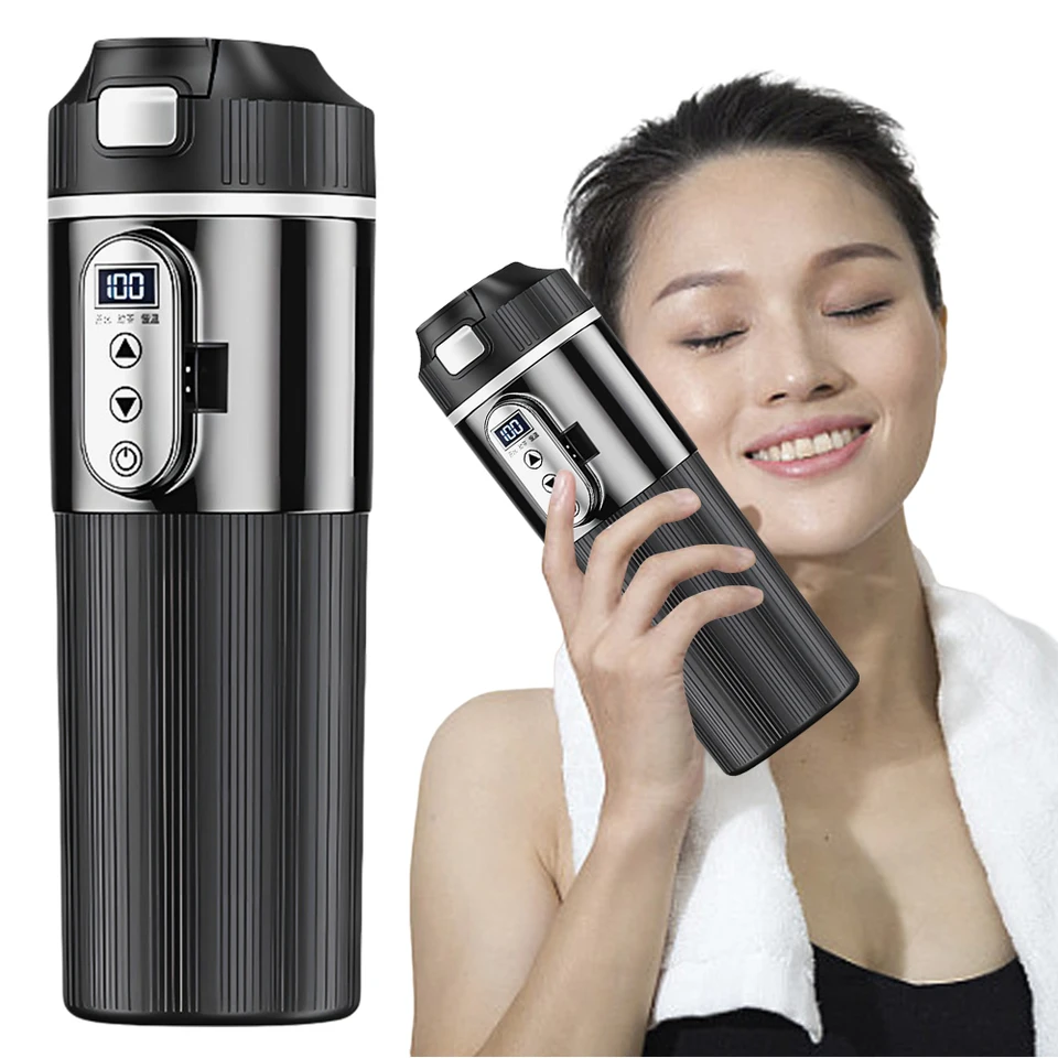 12V/24 V Elektrická kanvica 500 ml z nehrdzavejúcej ocele Prenosné vykurovanie automobilu Cup Smart Teplota Senzor Thermos Cup Auto vyhrievaný inteligentný hrnček