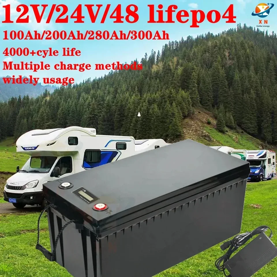 12V 24V 48V 100AH ​​200AH 280AH 300AH 400AH LIFEPO4 Batéria lítiumfosfátových batérií pre golfový košík so solárnymi loďami