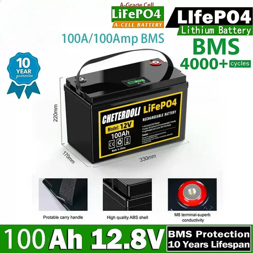 12V 24V 48V 100AH ​​200AH 300AH LIFEPO4 Vstavané BMS Littium Ironfosfátové bunky pre RV Campers Golf Cart Solar Storage