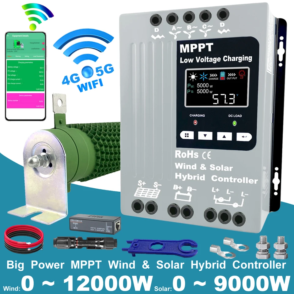 12v 24V 48V 5000W Hybridný veterný solárny nabitie MPPt Equitor 120a pre LifePo4e, pre batériu kyseliny lítia