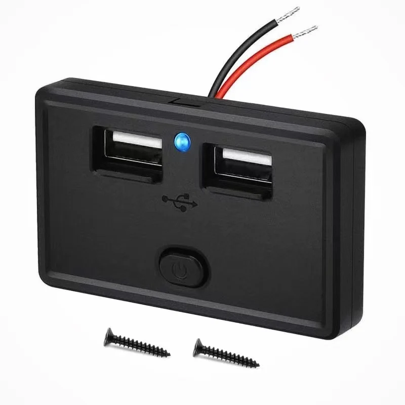 12v/24v USB Outlet 4.8a Dual USB Charger Socket Socket Panel na nabíjačku s gombíkom s gombíkovým spínačom pre auto Marine Boat RV autobusový vozík