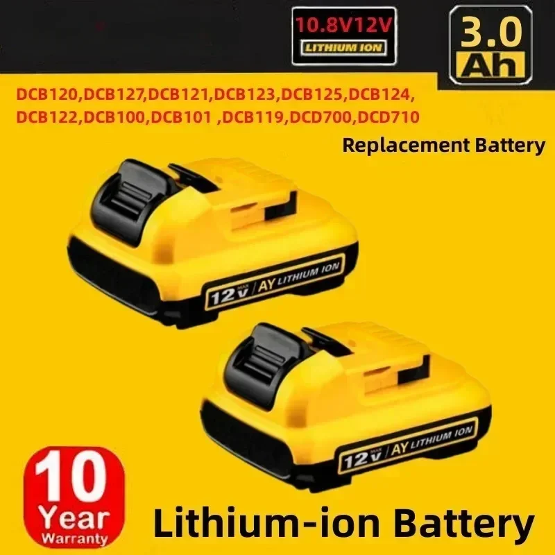 12V 3,0AH 10,8V Maximálna výmena lítium -iónovej batérie za Dewalt DCB120 DCB123 DCB122 DCB127 DCB124 DCB121 Nabíjateľné batérie