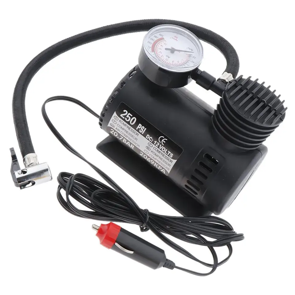 12V 300 PSI Prenosný vzduchový kompresor automobilový nákladný automobil Čerpumper Elektrické pneumatické čerpadlo s rozchodom a špičkami nafukovania gumovou hadicou