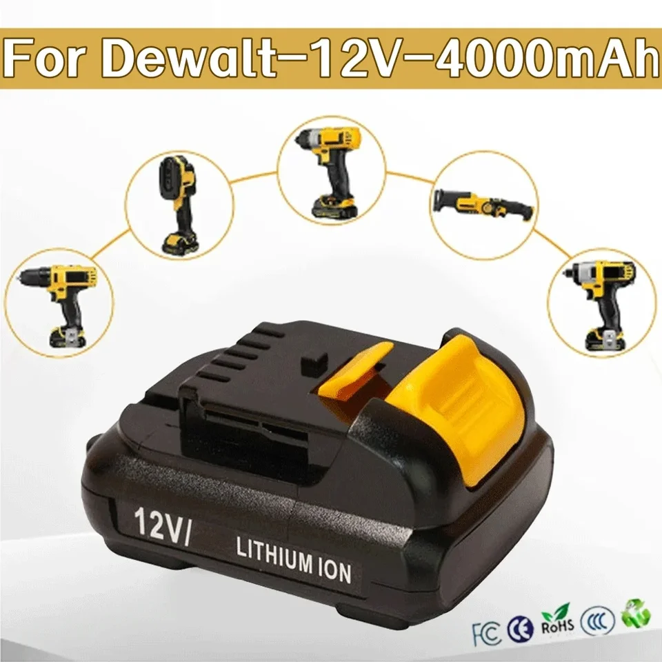 12V 4000 mAh li-ion batéria vhodná pre dewalt bezdrôtový vŕtací nástroj DCB120 DCB123 DCB127 DCB121 DCD710S2 DCF610S2 DCF805