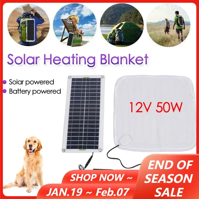 12V 50 W solárny panel napájaný elektrickým vykurovaním prikrývky zimná mačka Ohrievanie vonkajšej vnútornej batérie Ohrievač domácich miláčikov