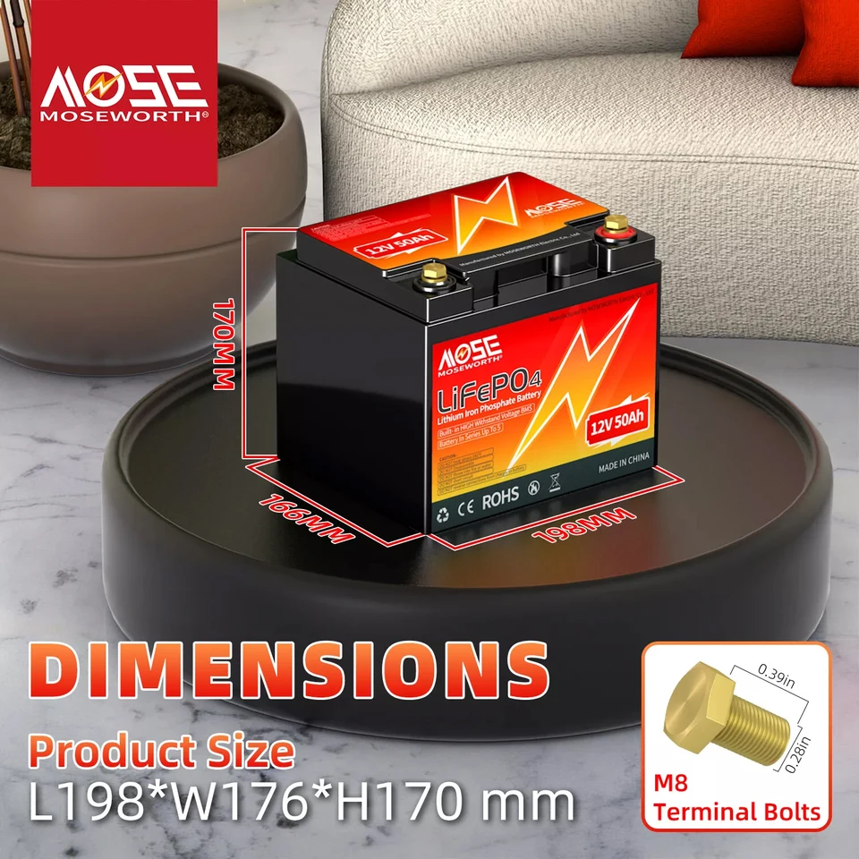 12V 50AS LIFEPO4 batéria vstavané v BMS 12,8 V 640WH Nabíjateľná batéria Lítiové železné batérie fosforečnanu na kemping