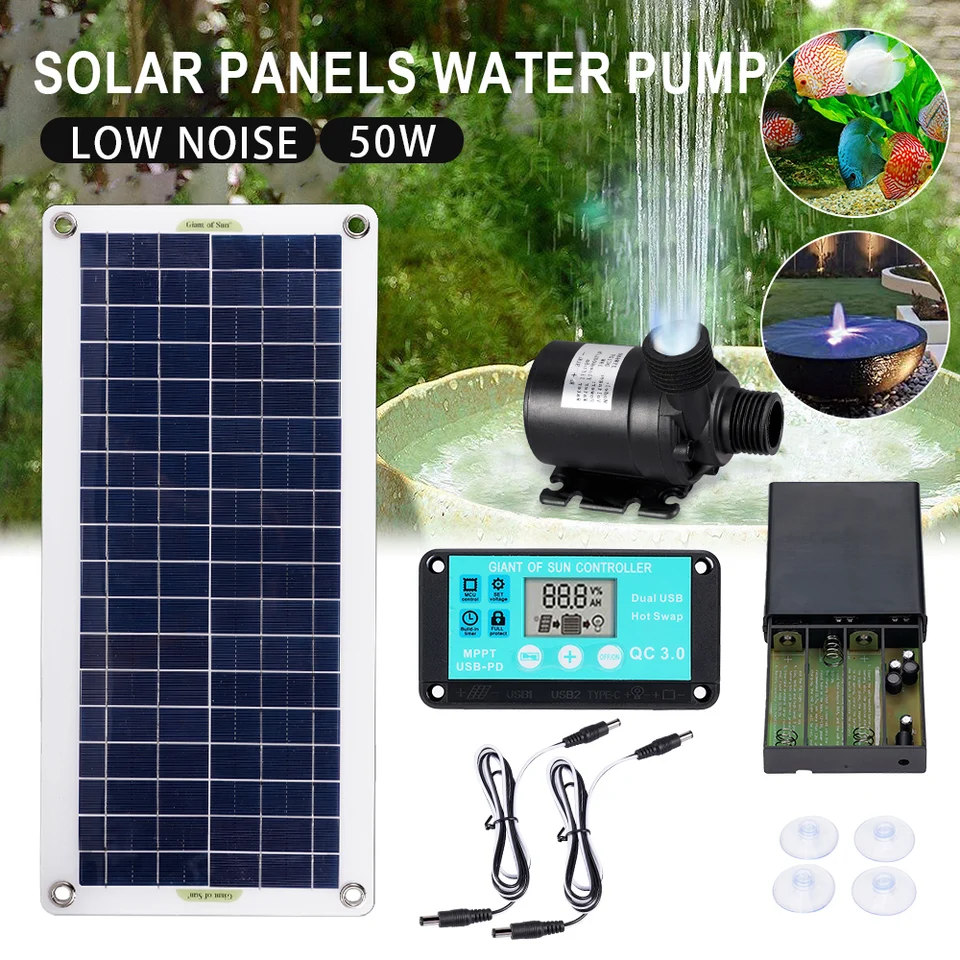 12V 50W solárne panelové čerpadlo bez kefy 800 l/h s batériou bez batérie s ovládačom vonkajšie pohotovostné vonkajšie zásoby