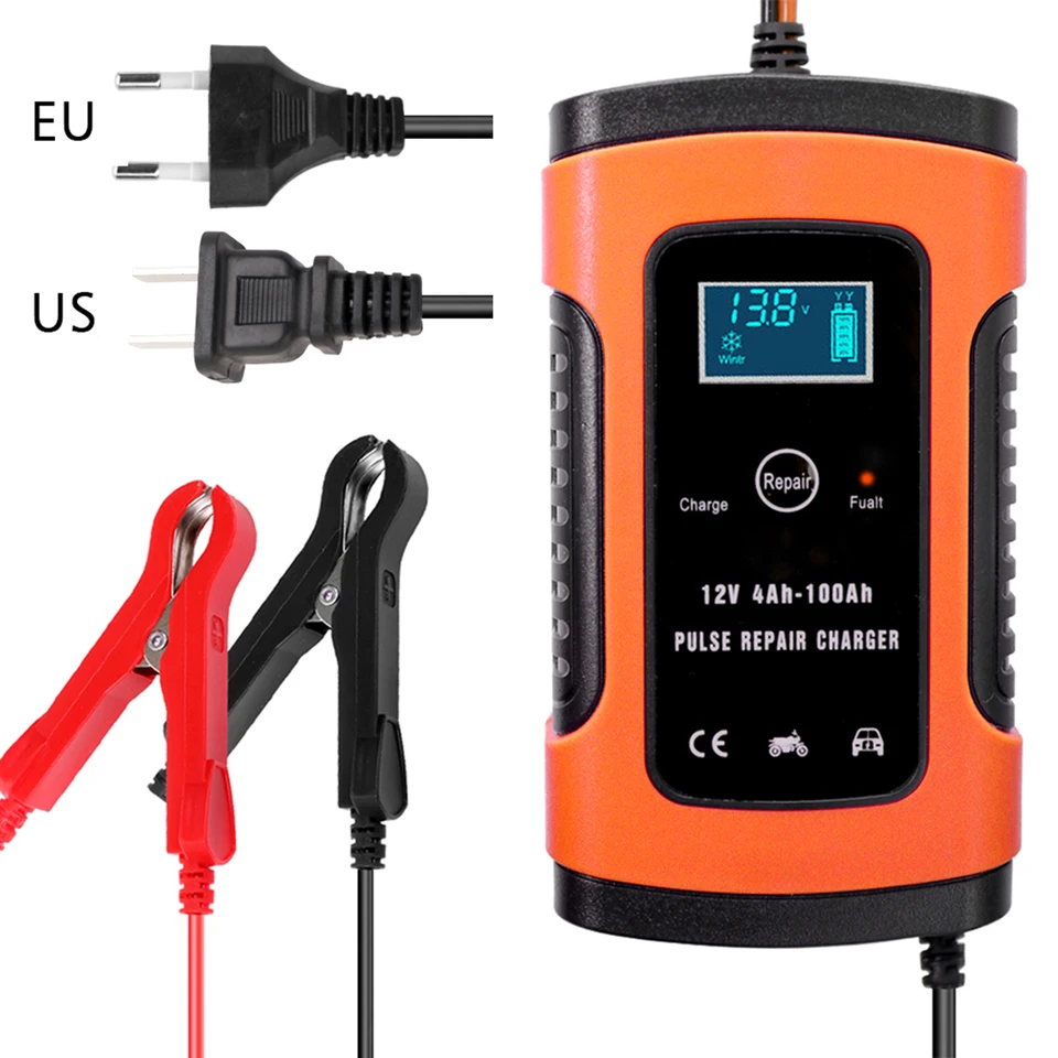 12V 5A Plná automatická nabíjačka s batériou Intelligentná rýchla energia nabíjanie pulzov nabíjačku nabíjačku vlhká kyselina olovená kyselina