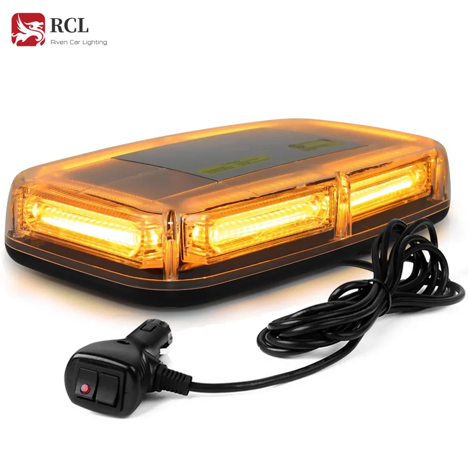 12V 60W 6-COB LED EMERGENECY VAROVANIE Blikajúce svetlá Amber Hazard Beacon Lights Bar Recovery Svetlo Svetlo s magnetickou základňou