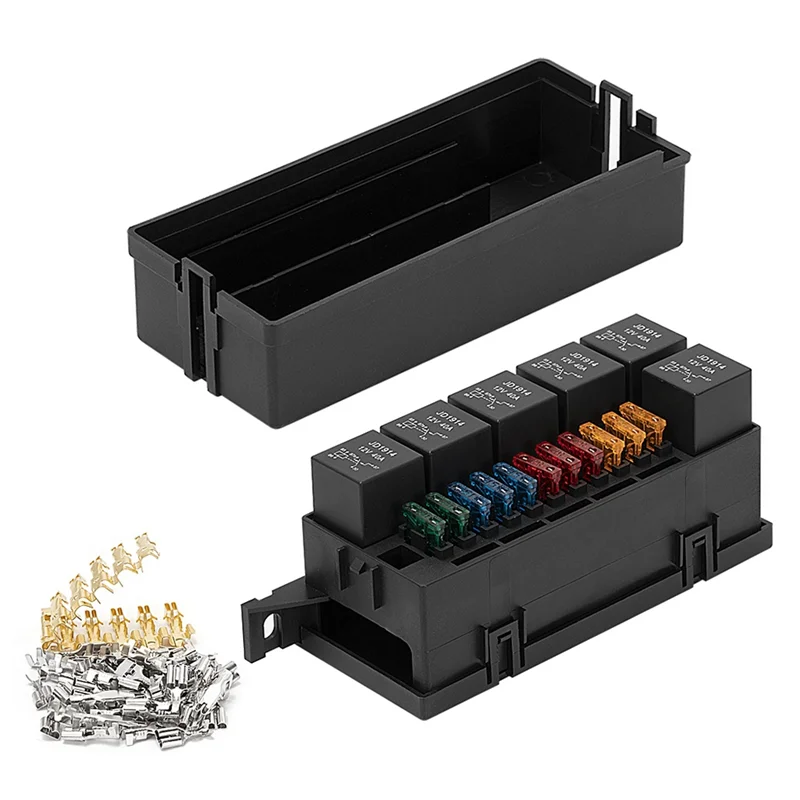 12V Auto 11 -Way Fuse Relay Box Block s 5 -kolíkom relé a poistky pre automobilový automobilový príves