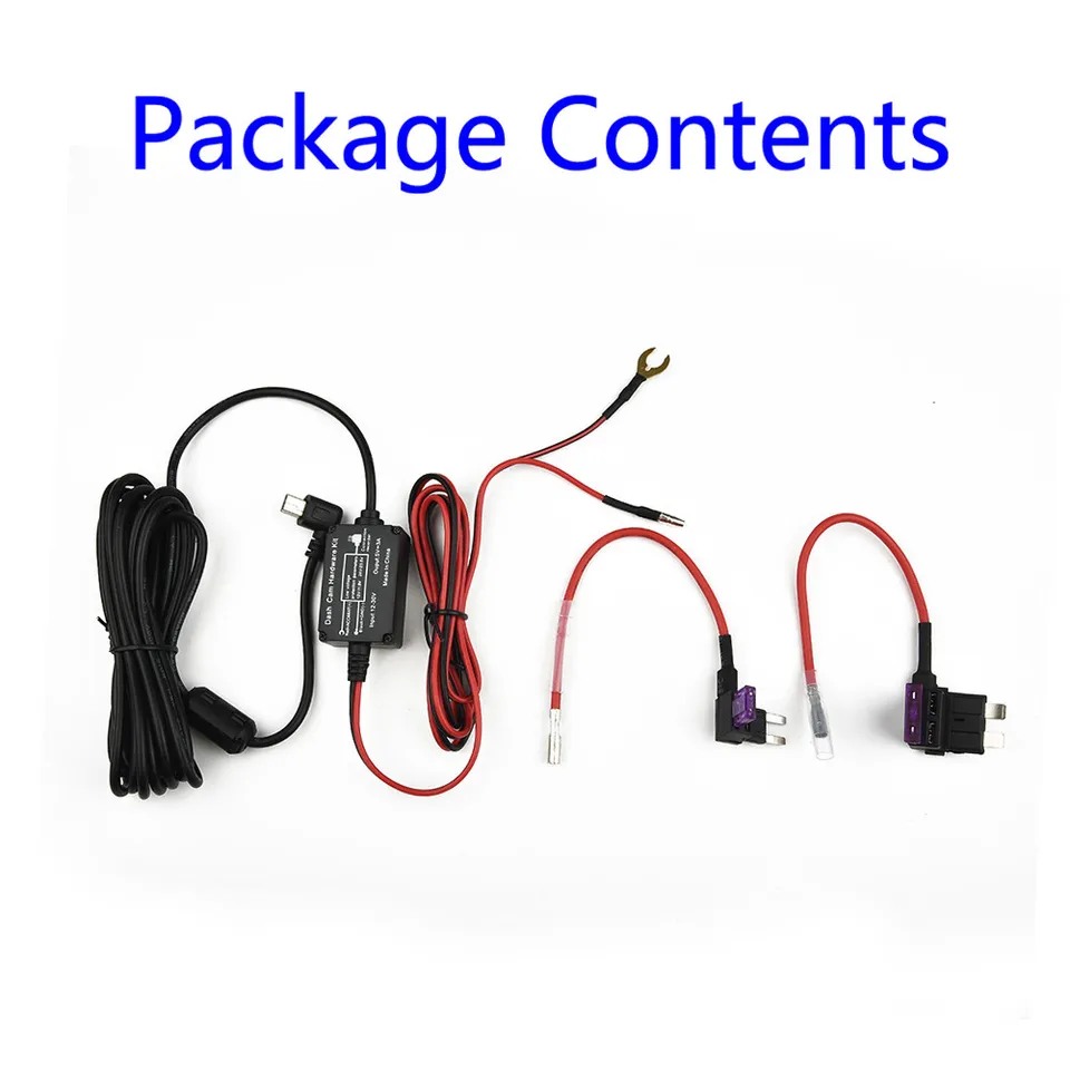 12V až 24 V Tvrdý drôt poistky 5V 2AMP CAR CAR CAR Recorder Dash CAM Hard Wire Kit 1 Set 222 422GW a 522GW Vysoká kvalita