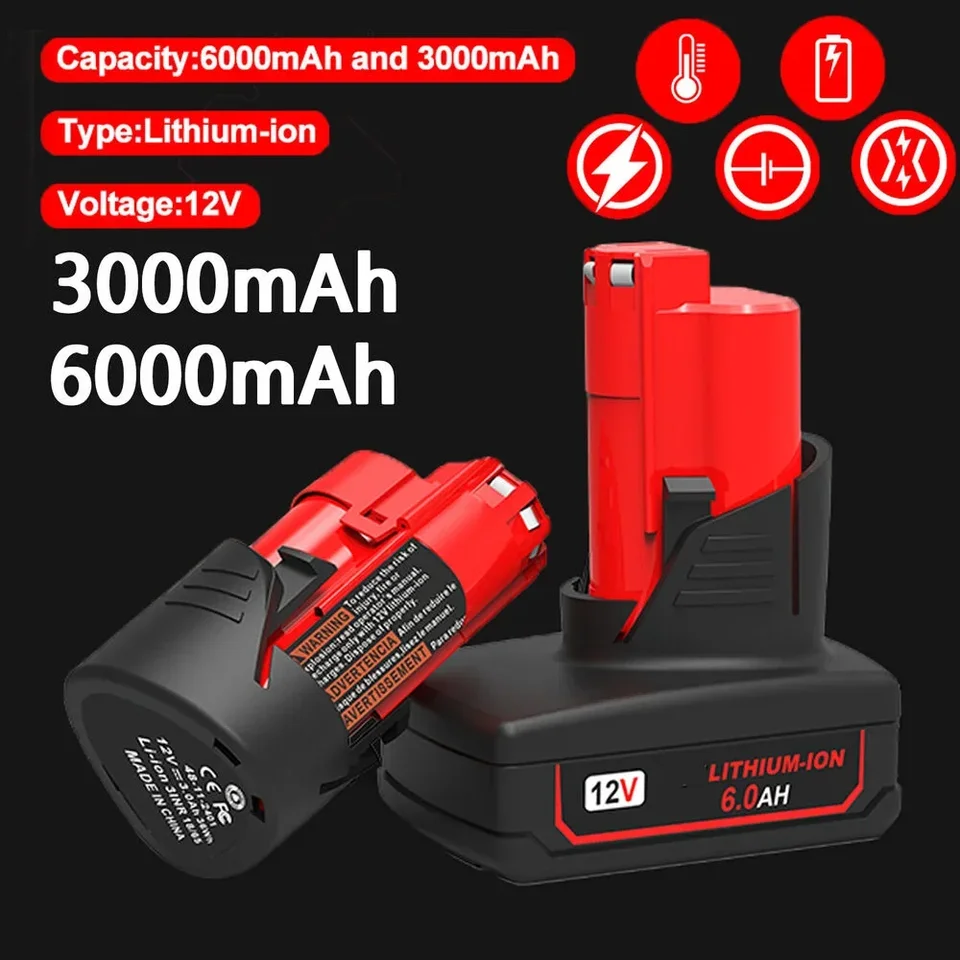 12V batéria 3AH 6AH 9AH Nabíjateľná batéria pre Milwaukee M12 XC bezdrôtové náradie 48-11-2402 48-11-2411 48-11-2401 MIL-12A-LI
