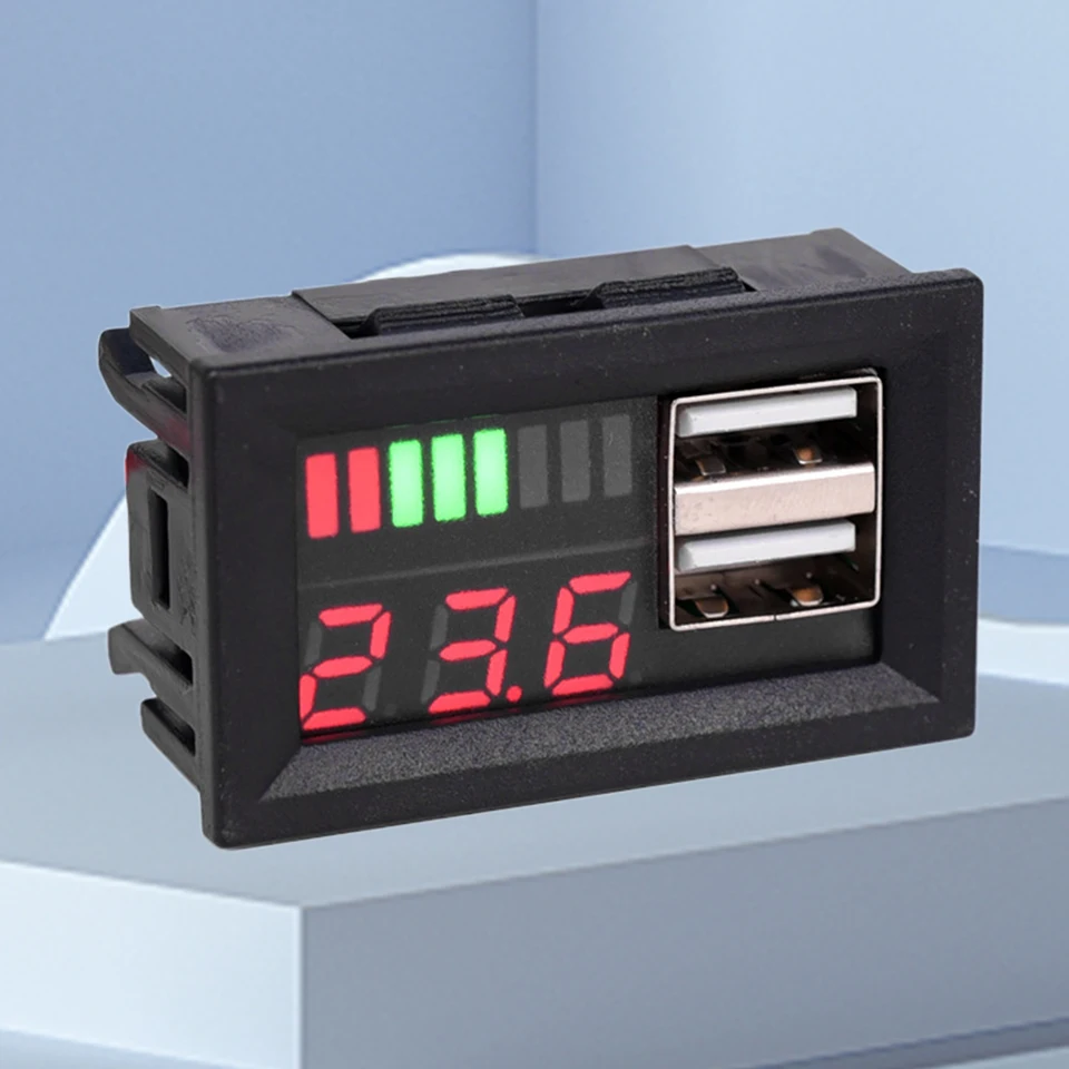 12V Energia Tester Dual USB výstupné výstupné batérie Indikátor kapacity batérie METERA NA MOTORY MOTORY COLYCELE LITHIUM OLADAČNÁ BATÁRNE