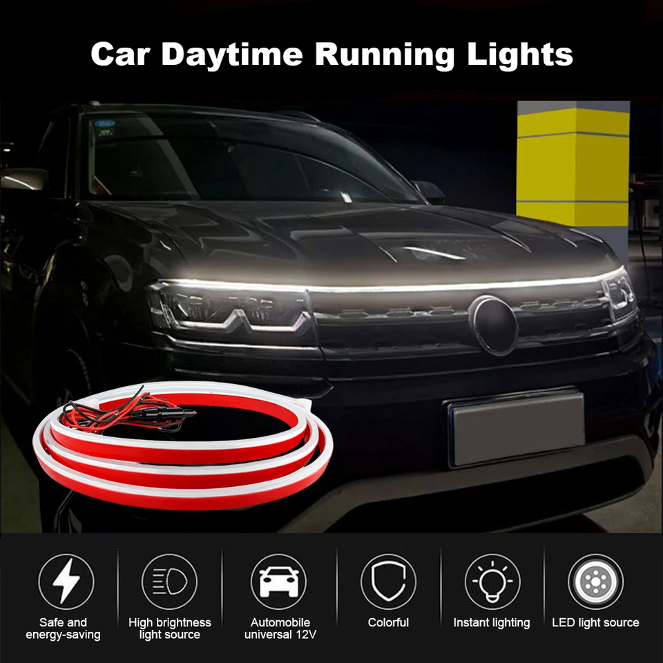 12V Flexibilné prúžky automatického svetlometu 120 cm Dynamická LED denný pásový pás Nepremokavý denný beh svetlo bielou modrou červenou farbou