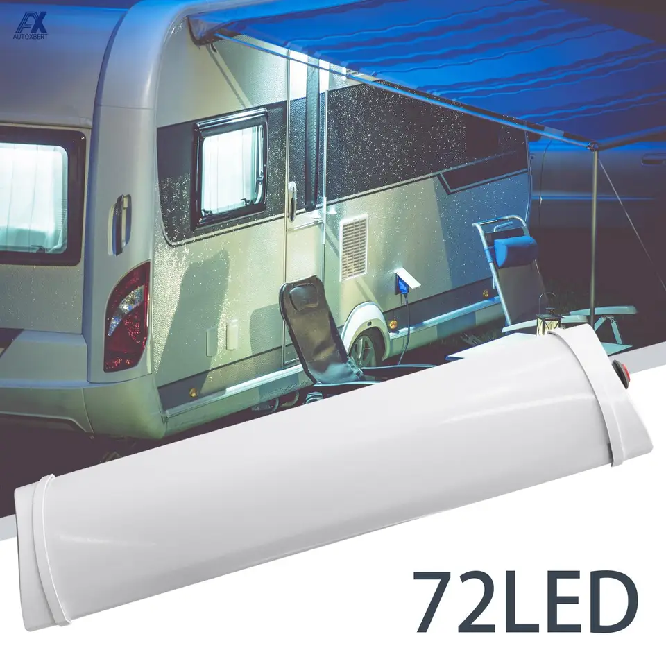12V interiérová LED svetlá lišta pre VW T4 T5 Transit LWB Sprinter Trafic Ducato Camper Van Caravan Motorhome Light 72led 28 cm biela