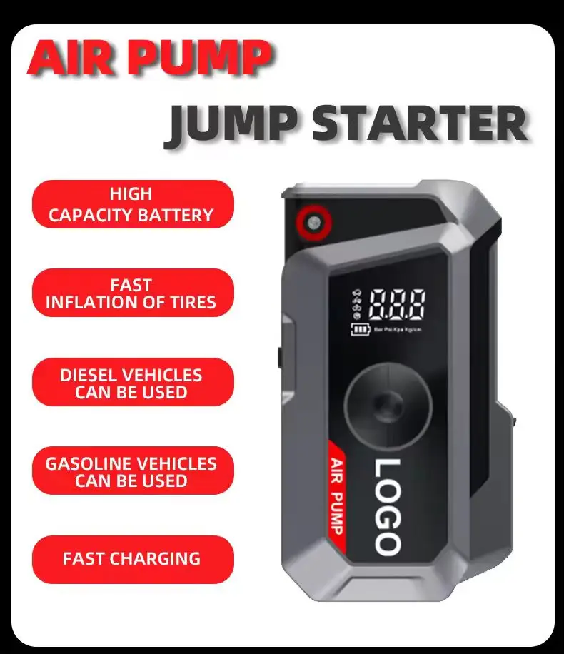 12v Jump Starter Auto 4 v 1 Multifunctionle Power Bank Jump Squanter Starter Acvab Blower Inflator