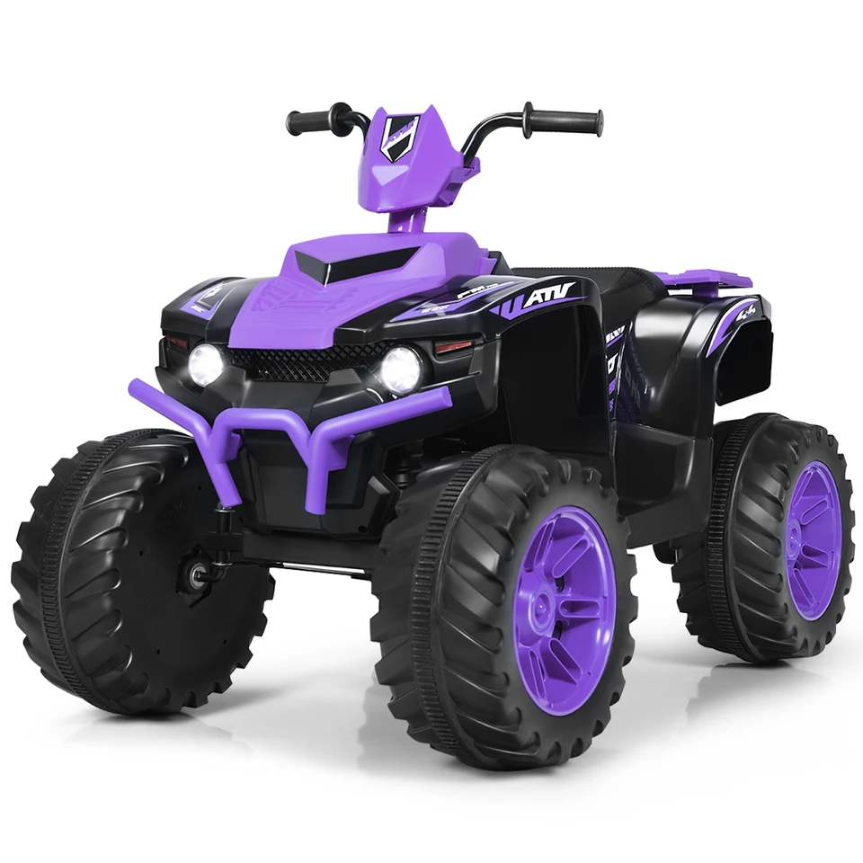 12V Kids 4-Wheeler ATV Quad Ride na aute s LED svetlom a hudbou fialovou
